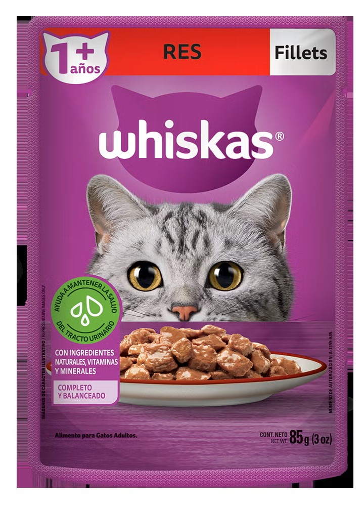 Whiskas Alimento Húmedo Res en Filetes